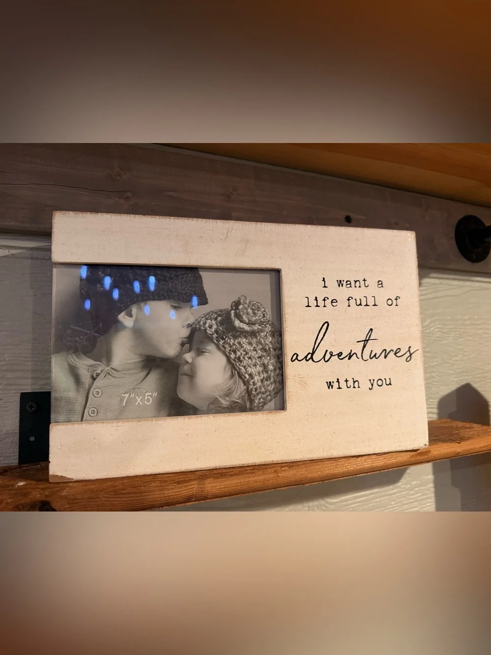 Set of two Faith & Adventure White Rustic Photo Frame Plaque